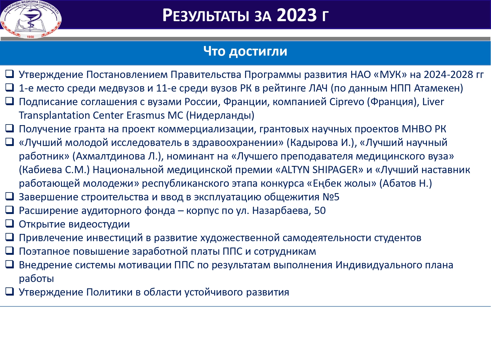 РЕЗУЛЬТАТЫ ЗА 2023 Г